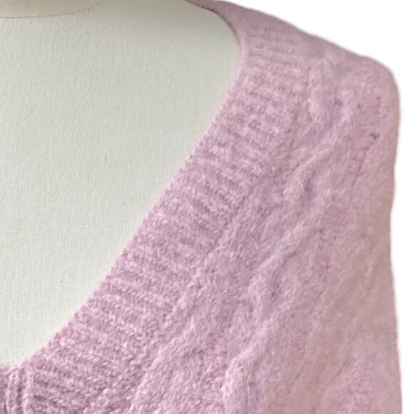Vince Wool Alpaca Cable Knit Sweater Pink Feminine Soft Girl Quiet Luxury-M/L - Picture 3 of 13